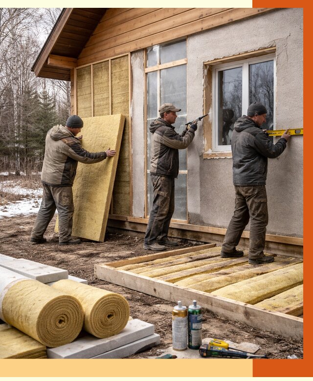 Утепление дачного дома в Октябрьском от 4920 руб/м2 — недорого | ТепломастерКтб
