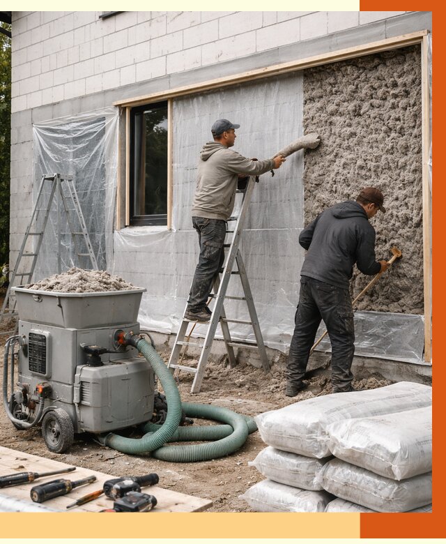 Утепление дома из газобетона эковатой в Октябрьском от 4661 руб./м2 | ТепломастерКтб